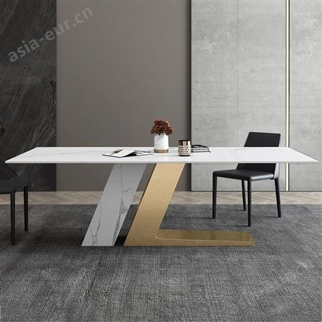 鼎富DF033意式岩板餐桌椅组合酒店饭桌长方形餐台