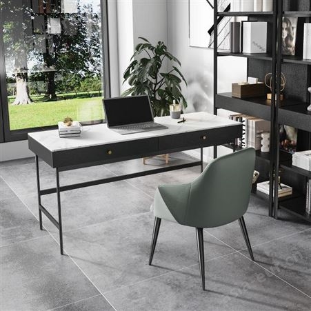 鼎富DF-629意式轻奢岩板书桌 简约小户型书房 家用电脑桌办公桌