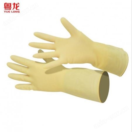 粤龙乳胶橡胶手套加厚批发洗碗家用手套厨房工业塑胶手套