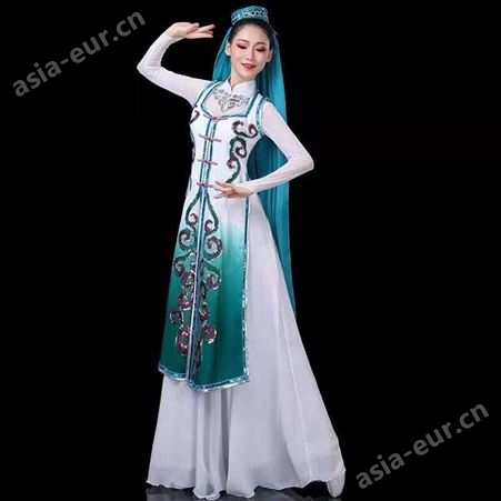 56民族少数民族回族演出服新疆舞大摆裙女民族风表演服