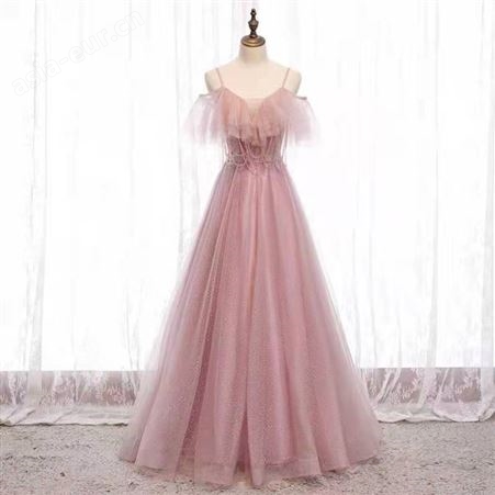 粉色晚礼服2020新款宴会气质名媛大气小众生日连衣裙质感仙气礼服