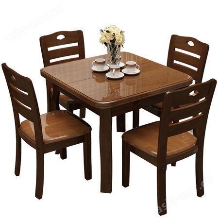 实木伸缩餐桌椅组合折叠正方形餐桌现代简约小户型长方形家用饭桌