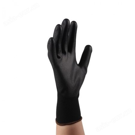 ansell/安思尔48-101 黑色手掌PU涂层机械灵活防护劳保防护手套