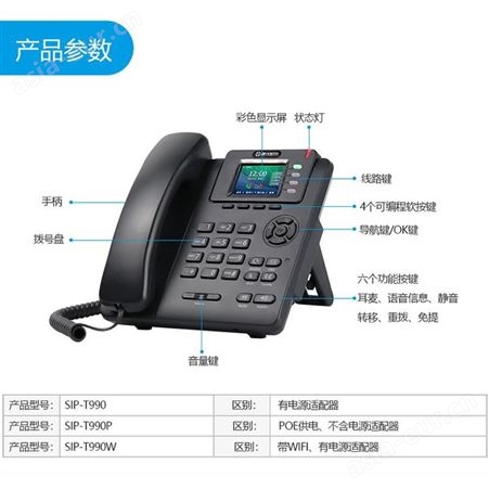 温州SIP话机康优凯欣SIP-T990简能网络电话系统